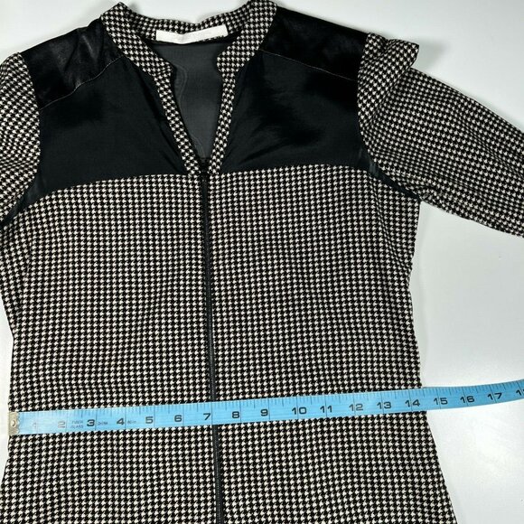 Jonathan Simkhai Houndstooth Corduroy Mini Dress Zipper Mesh Panels Black XS - Picture 7 of 16